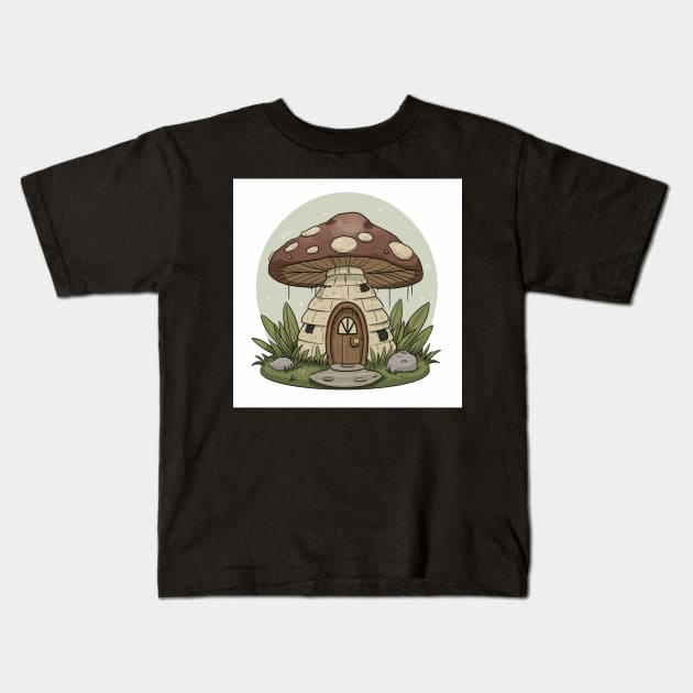Mushroom House Kids T-Shirt by rymeldy